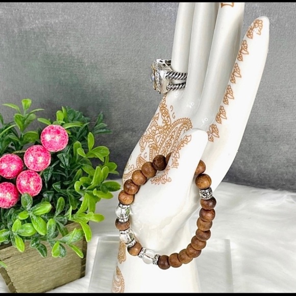 Sold 🌟🌟JEWELRY HOLDER Hand Decor Boho Display Tattooed jewelry display glass - Picture 4 of 12